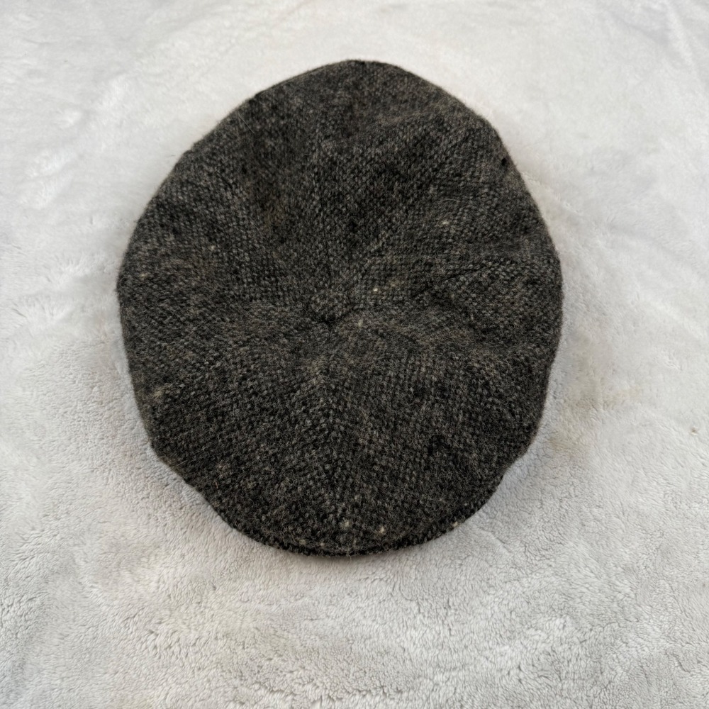 Vintage United Hatters Wool Blend Newsboy Cap Charcoal Grey Mens M Made in USA